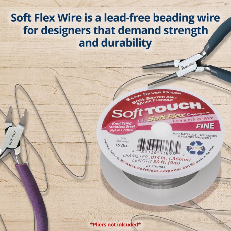 Soft Flex 21 Strand Stringing Wire - Flexible Braided - Fine 0.14 Diameter - Jewelry Making Bead Wire - Satin Silver - Image 2